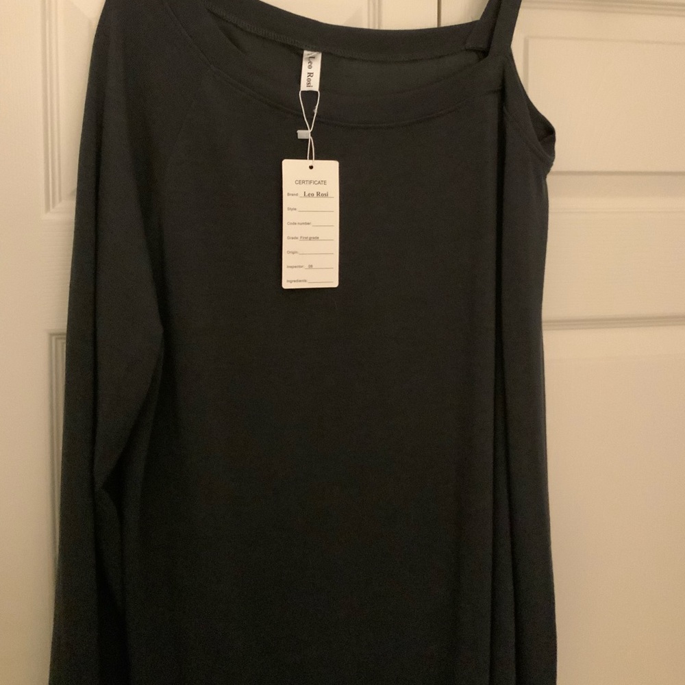 Women’s long sleeve off shoulder on 1 side knit dress XL gray